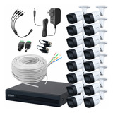 Dahua Kit De Cctv 16 Cámaras 2 Mp Metálicas Con Audio + Bobina De Cable Utp Cat53 Con Transceptores Kit De Video Vigilancia Detección De Movimiento Y Cámaras De Seguridad