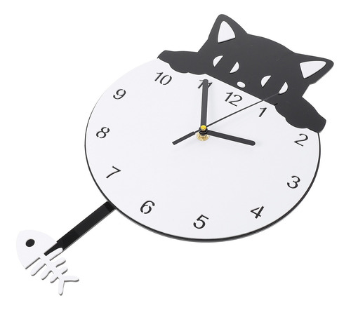 Reloj De Pared Con Péndulo Con Decoración De Gato 3d, Reloj