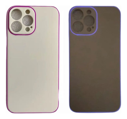 Carcasa Funda Forro Borde Neón + Vidrio Premium Para iPhone