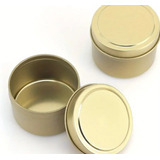 Contenedor Lata De Metal Dorado 4 Oz Ideal Para Velas X3