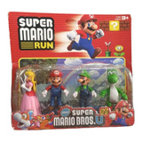 Set X 4 Muñecos Mario Bros - Luigi - Peach + Accesorios