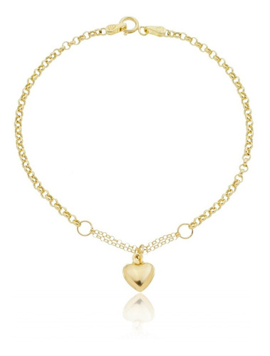 Pulseira Feminina Ouro 18k Coração - Garantia Eterna