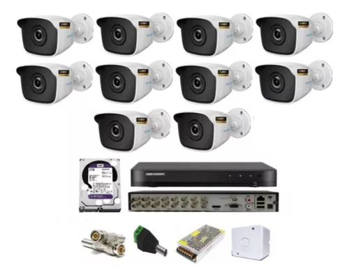 Kit Dvr Hikvision 16 Ch / 10 Cameras Full / Hd 2teras Purple