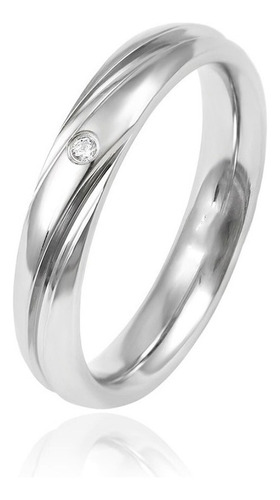 Fina Argolla Swarovski Oro Blanco 14k Lam Matrimonio Promesa