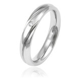 Fina Argolla Swarovski Oro Blanco 14k Lam Matrimonio Promesa