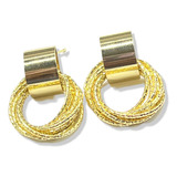 Aretes Argolla Oro Laminado Mujer Elegantes