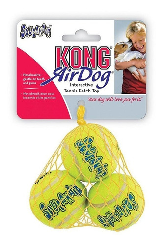 3 Pzas Pelotas Tenis Squeakair Extra Chica Perro Kong Color Amarillo