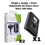 2 Carga Y Juega Xbox 360 + Case Gabinete Disco Duro 360 Slim