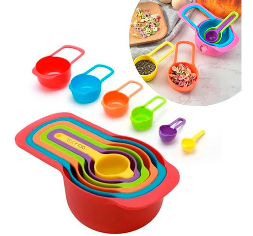 Set De Cucharas Medidoras Para Reposteria Cocina X6 Cucharas Color Multicolor