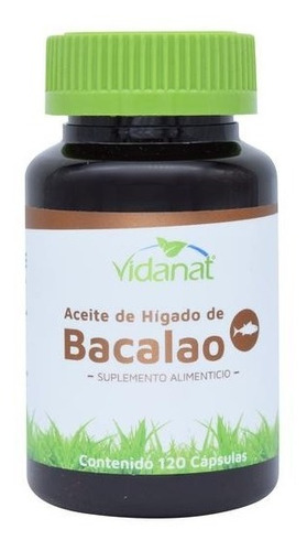 Aceite De Higado De Bacalao 120 Cápsulas Vidanat Sabor Sin Sabor