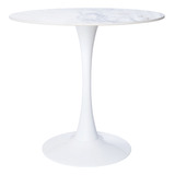 Mesa Saarinen Tulipa Jantar Redonda 80cm Tampo Marmorizado