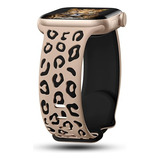 Correa Grabada Leopardo Para Apple Watch 41/40/38 Tan/negro