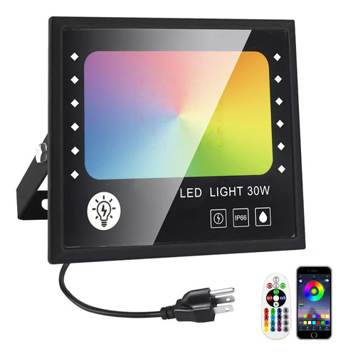 Reflector Led Rgb 30w Exterior Bluetooth Control Lampara App