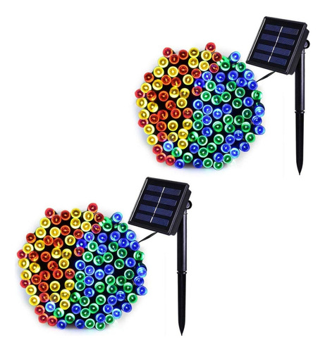 Fwefww 2pcs 22m 200 Led 8 Modos Solar Cadena Luces Para