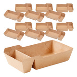 Bandeja Paper Boxes De Papel Kraft Para Aperitivos, 50 Unida