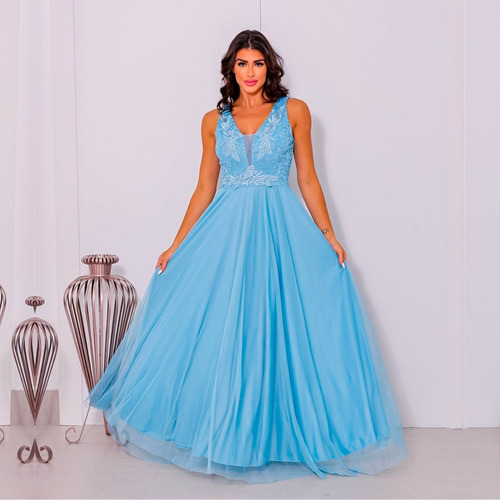 Vestido Festa Azul Tiffany Casamento Madrinha Maravilhoso