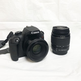Câmera Canon T100 C/ Lentes 18-55mm + 50mm + Bateria Extra