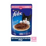 Caja De Alimento Para Gato Felix Gatitos Carne 24 Piezas