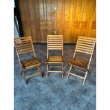 Set 3 Sillas Plegables De Madera