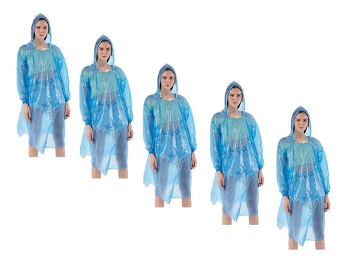 Pack X5 Poncho Para Lluvia Capa Agu Poncho Impermeable Gorro