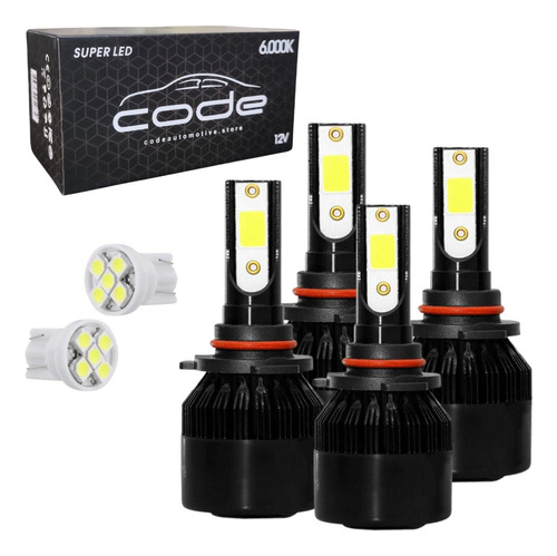 Kit 4 Lâmpadas Super Led 6000k Code Farol Duplo Alto E Baixo