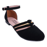 Zapato Piso Casual Mujer 501-n Negro Comodo Pulcera Moda