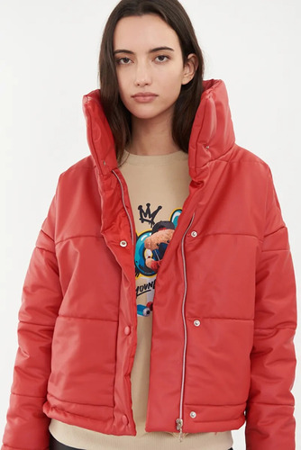 Campera Puffer Ecocuero Engomada