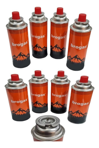 Cartucho Gas Butano Camping Brogas Pack X8 Descartable 227gr