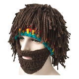 1 Gorro Vikingo Divertido, Tejido Y Barbas Para Adultos