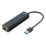 Tecknet Hub De Aluminio De 3 Puertos Usb 3.0 Con Rj45 10/...