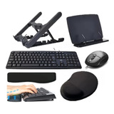 Kit C/apoio Leitura, Suporte, Teclado Mouse Usb Key/mousepad