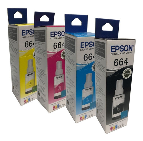 Kit 4 Tintas 664 Originales Epson Para L200 L355 L380 L210