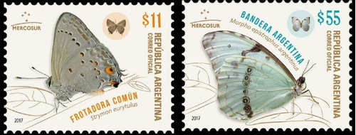 2017 Insectos- Mariposas - Argentina (sellos) Mint