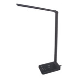 Lampara De Escritorio Led Tm C/ Cargador Inalámbrico Usb Cts Estructura Negro Pantalla Blanco