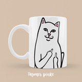 Taza Gato Con Dedo Levantado Meme