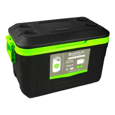 Hielera Hartplas Everest 50 L Negra Verde con Tapa Porta Latas Capacidad 80 | Meses sin interés