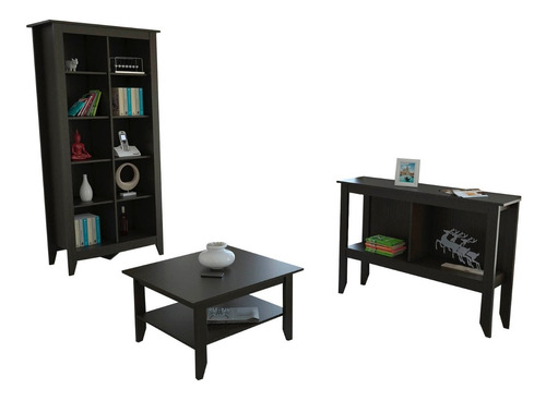 Mueble Librero + Arrimo + Mesa De Centro Essential - Wengue