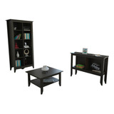 Mueble Librero + Arrimo + Mesa De Centro Essential - Wengue