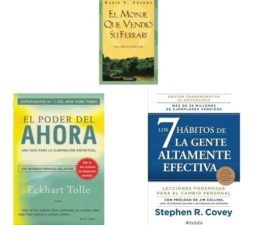 El Poder Del Ahora +los 7 Habitos +monje Que Vendió Ferrari 