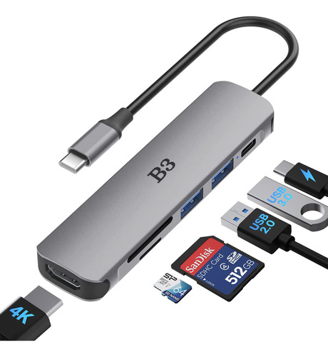 B3 Bigthree Adaptador Usb C A 4k Hdmi Para Macbook Pro Air,.