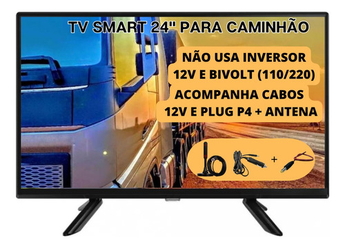 Televisão 24 Pol 12 Volts Internet Lancha Caminhão + Antena