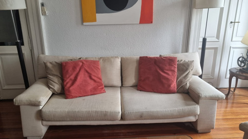 Sillon Missura De 3 Cuerpos Tela  De Lino Usado 2,10 X 0,80