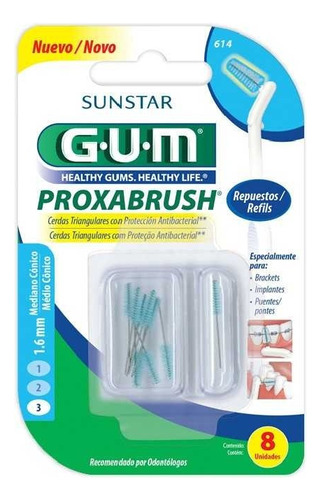 Cepillo Interdental Gum Proxabrush 614 Medio Cónico 8 U