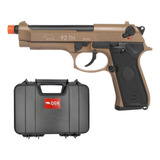 Pistola Airsoft Pressão Beretta M92 Tan Fulmetal 6mm Gbb Qgk