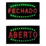 Placa Letreiro Painel Luminoso Led Aberto/ Fechado 2 Em 1