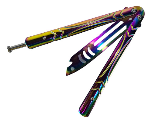 Canivete Butterfly Com Mola Rainbow Luxo Treino Manobras 
