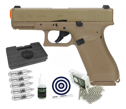 Pistola Pressão Co2 Glock G19x Gen5  4,5 Blowback+kit Pro