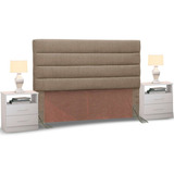 Cabeceira Cama Box Casal King 195cm Greta Linho Areia C/ 2 Criados Cor Marrom-claro