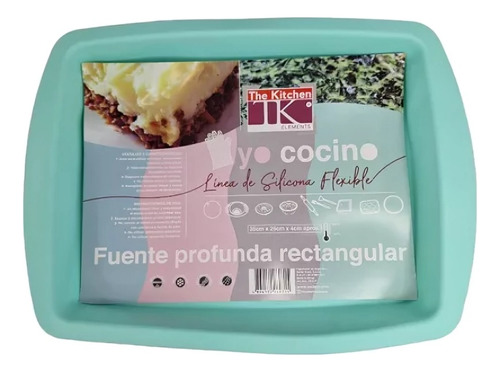 Molde Reposteria Fuente Silicona Profunda Rectangular 35 Cm