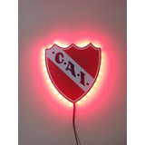 Cuadro Escudo Pared Independiente Luces Led Rojo 15x16 Cm.